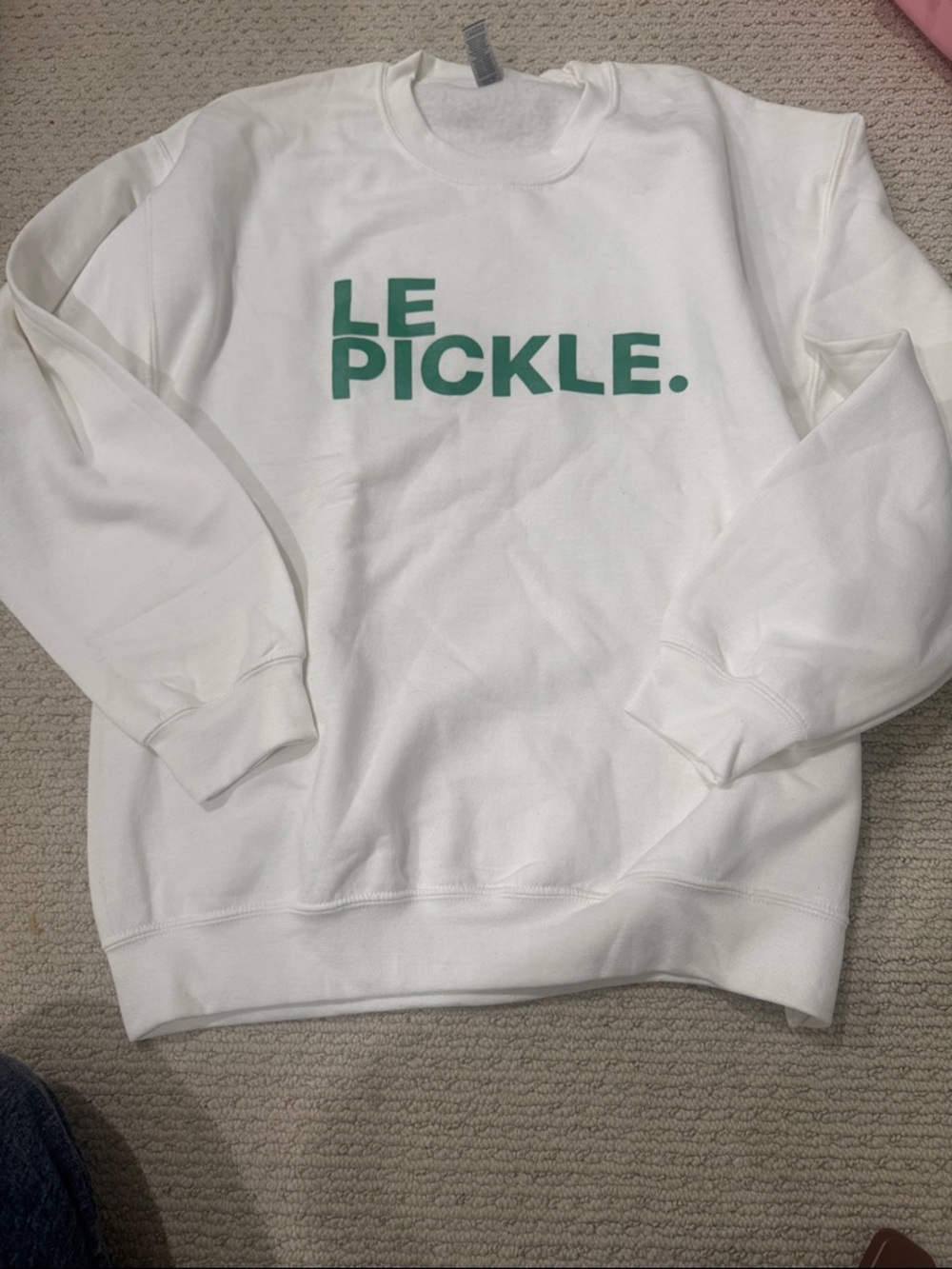 Brand New Le Pickle White Crewneck Sweatshirt - Green Logo